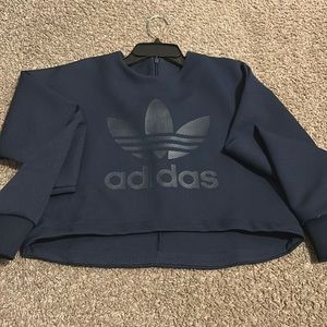 Cropped Adidas blue sweater long sleeve size small. New